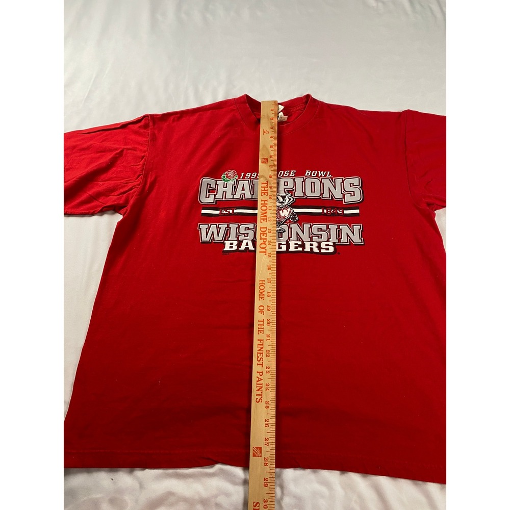 Champ Wisconsin Badgers T-Shirt Mens XL Red Good 99 Rose Bowl Champions Graphic - Picture 7 of 8